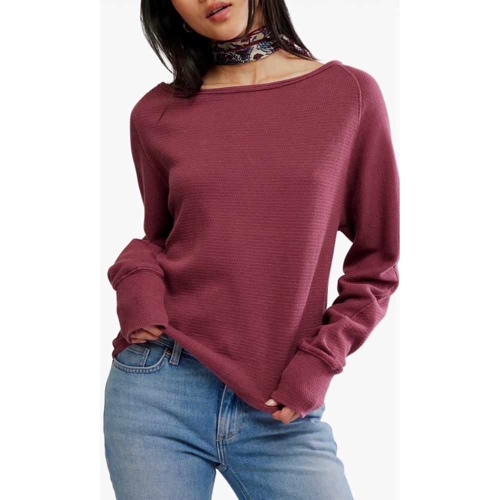 We the free Jess Longe Sleeve boatneck thermal NWOT dionysus